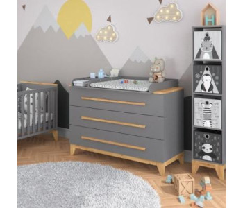COMMODE ET TABLE A LANGER GRISE