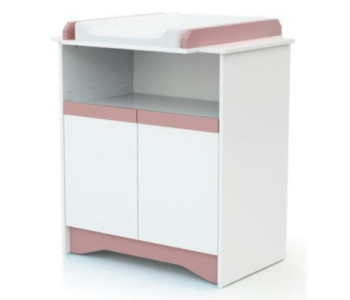 COMMODE ET TABLE A LANGER ROSE